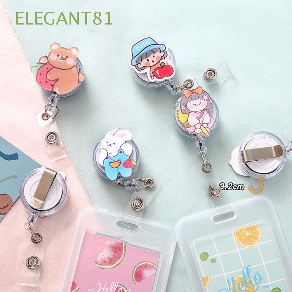 Kẹp đeo thẻ dạng dây kéo co giãn in họa tiết hoạt hình dễ thương tiện dụng