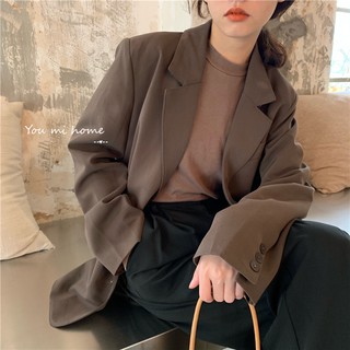 (HÀNG SẴN NÂU) Áo khoác blazer nữ công sở thanh lịch Hàn Quốc màu retro vintage