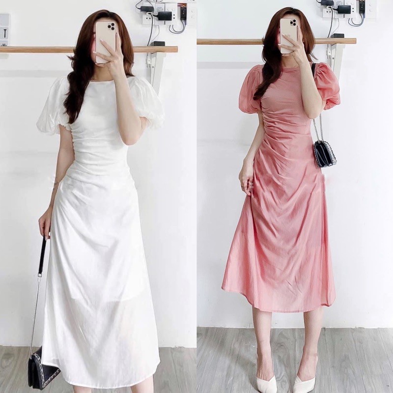 [Mã WASTMAY giảm 15% tối đa 30K đơn 150K] Đầm tay bồng nhún hông eo