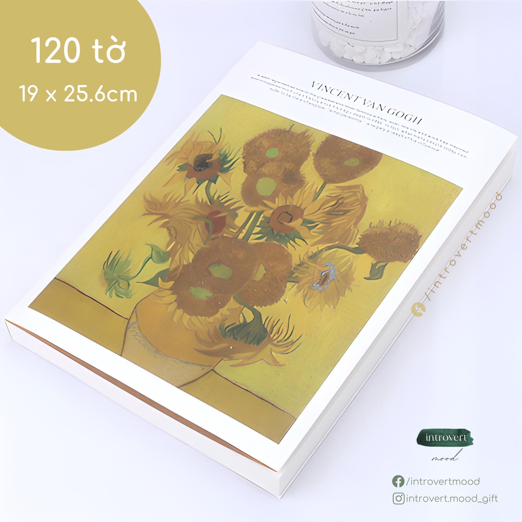 Sổ tay vẽ chì, màu chì sketchbook 120 tờ A4, bìa tranh Van Gogh