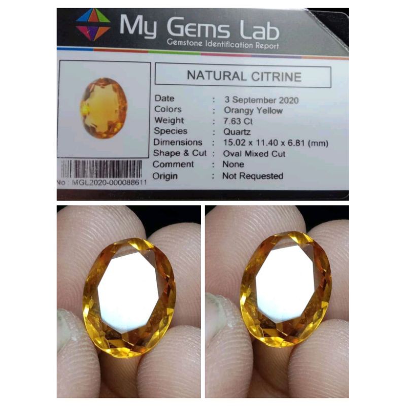 (hàng Mới Về) Mặt Nạ Vàng Citrine Certified In Oval