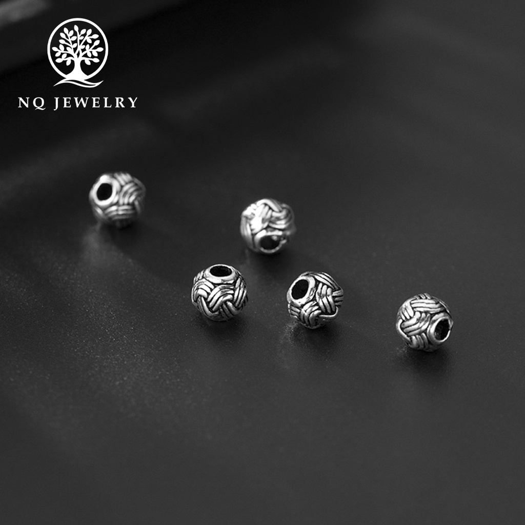 Charm bạc hình cầu mây xỏ ngang - NQ Jewelry