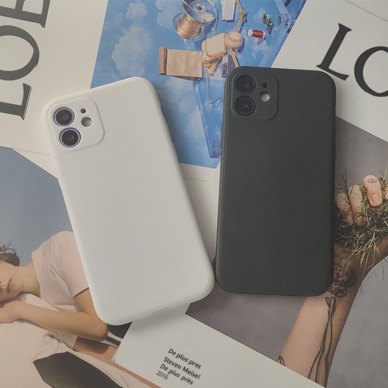Ốp điện thoại silicon nhân tạo màu trơn không hình cho IPhone 7 8 11 12 13 X Xr Xs Max Pro Plus Mini | BigBuy360 - bigbuy360.vn
