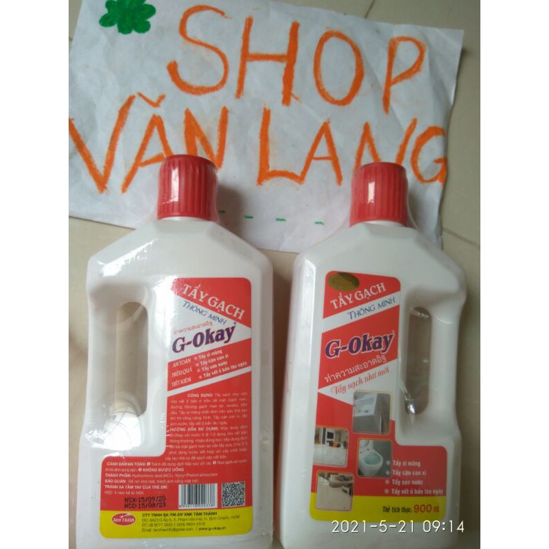 Dung dịch tẩy gạch G-Okay 900ml, dung dịch tẩy xi măng, tẩy sơn nước, tẩy vết ố trên gạch, tẩy cặn canxi siêu hiệu quả