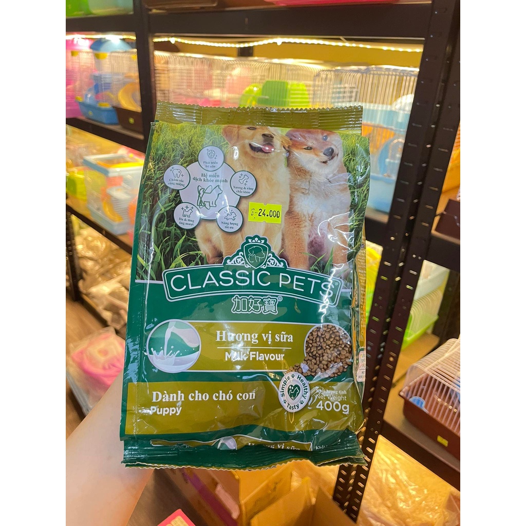 Thức ăn cho chó Con Classic túi 400gram COMBO 5 GÓI tặng xúc xích .