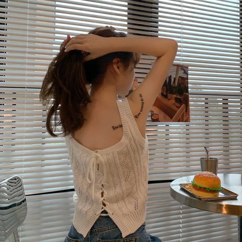 Áo ZHELIHANGFEI vải dệt kim thiết kế lỗ thời trang dành cho nữ