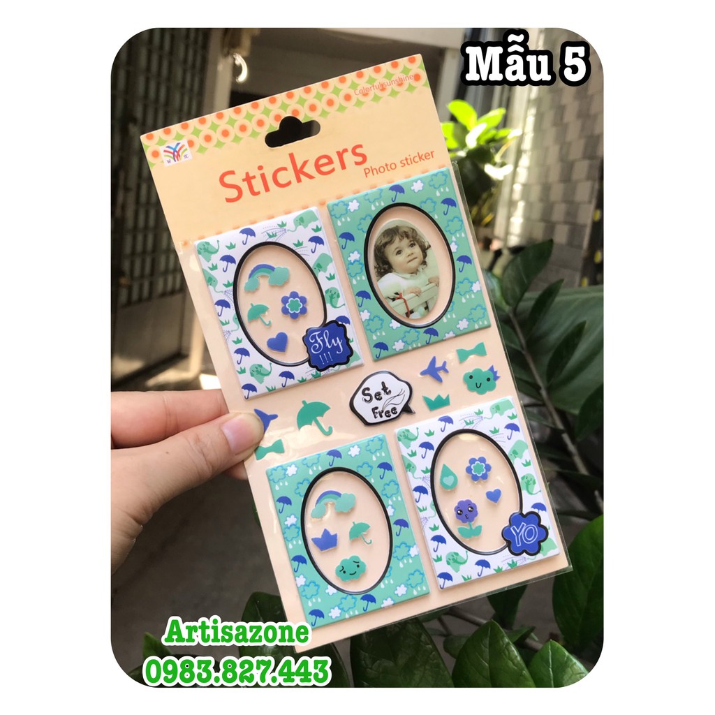 Sticker khung ảnh - Hình dán trang trí Scrapbook, album - (01 tờ)