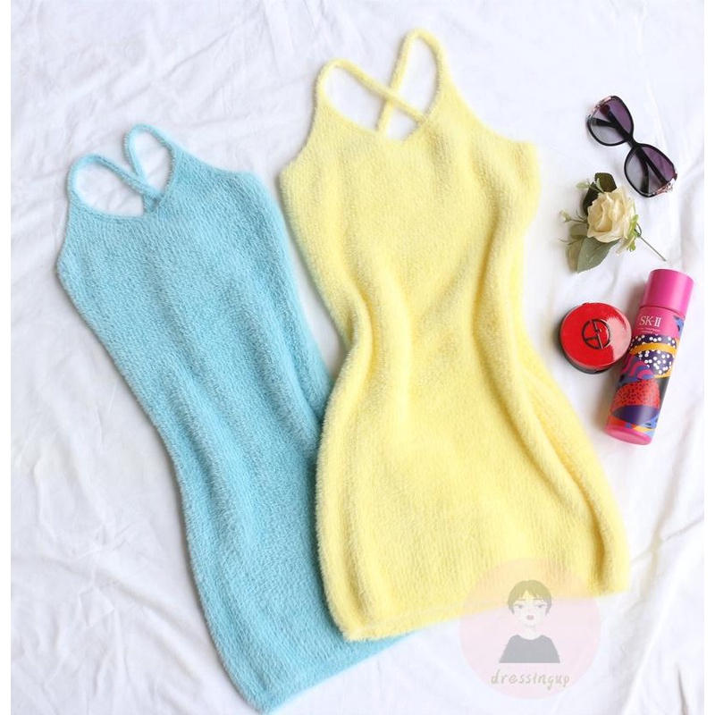 Đầm Ngắn Không Tay Cổ Chữ U Màu Trơn Thời Trang Mùa Hè Dành Cho Nữ Size S/M