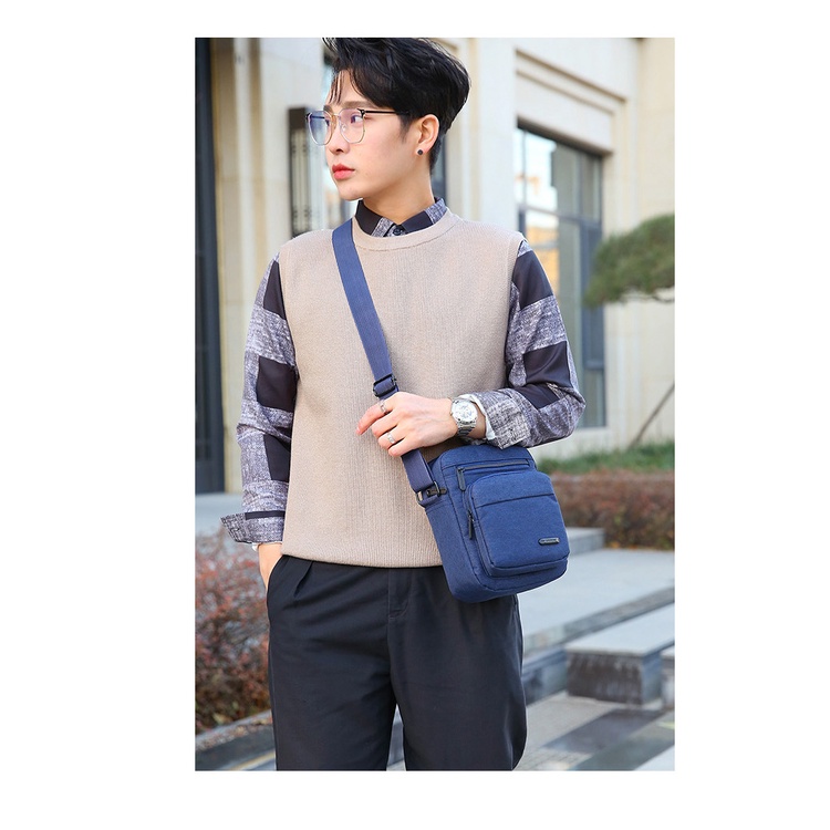 Túi Đeo Chéo Nam Nữ Vải OxFord Cao Cấp Nhiều Ngăn Chống Thấm Nước, Phong Cách Thời Trang Hàn Quốc
