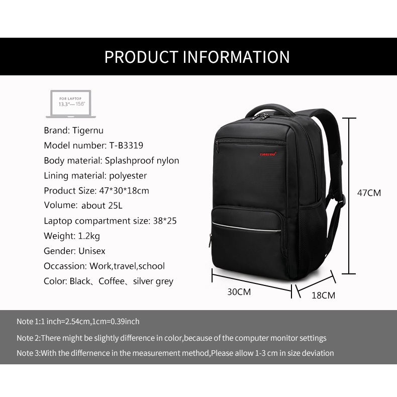 Ba Lô Tigernu Đựng Máy Tính Xách Tay Bằng Nylon Chống Nước Phong Cách Doanh Nhân Với Cổng USB 15.6&quot; T-B3319