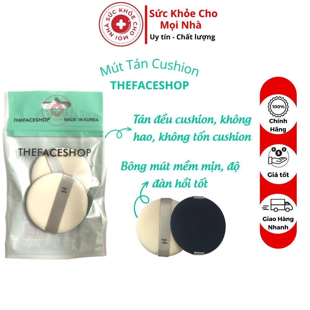 Bông mút tán cushion Thefaceshop Make-up Buff mềm mịn độ đàn hồi tốt tán đều cushion không hao 62109