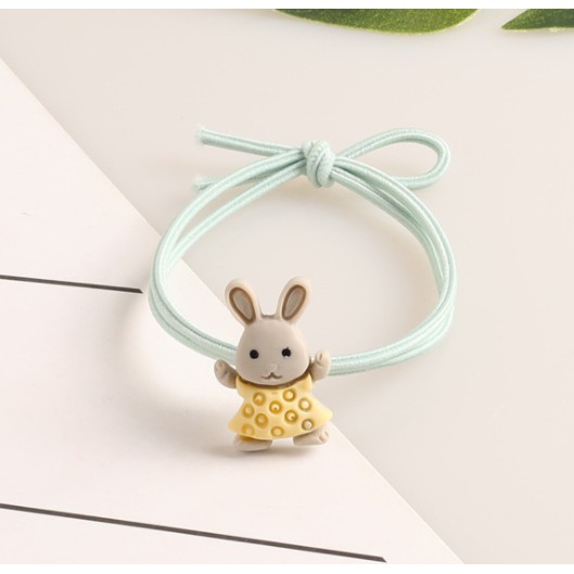 Dây Cột Tóc Đính Hình Con Thỏ Trời Màu Kẹo Đáng Yêu