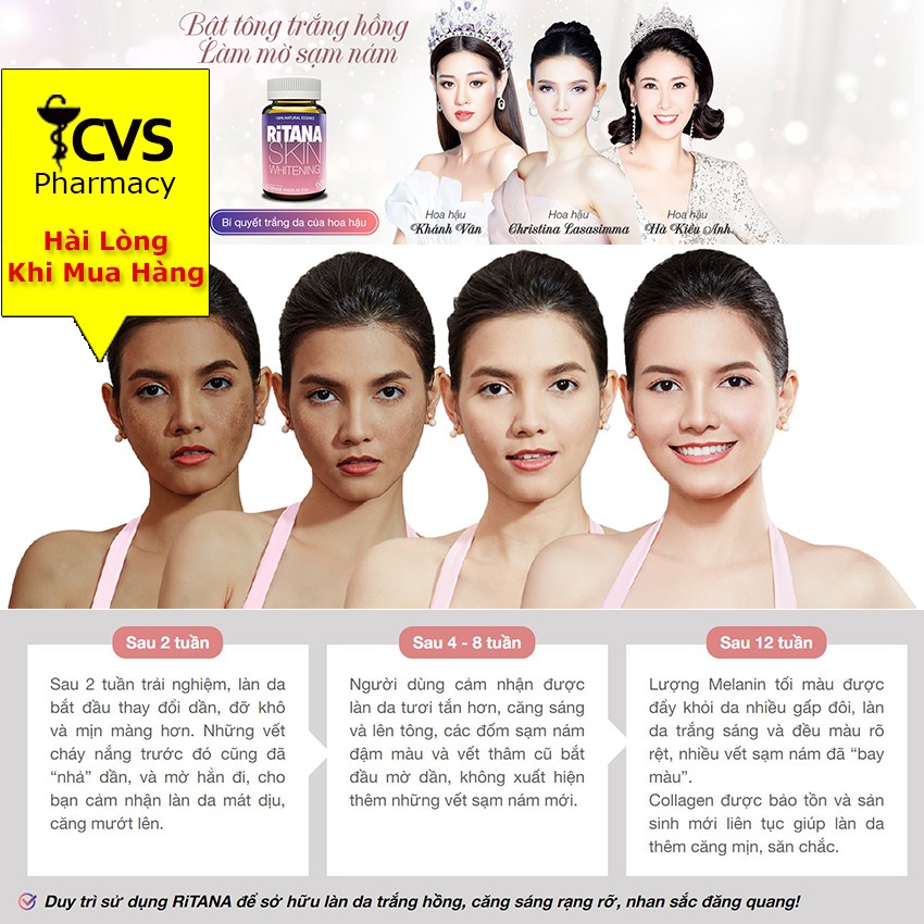 Viên Trắng Da RITANA Skin Whiting – Mờ nám, Giúp chậm lão hóa da, Chống nắng từ bên trong (Hộp 60 viên) | BigBuy360 - bigbuy360.vn