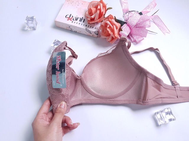 Áo ngực không gọng mút mỏng Sisterhood 7306 ren mềm nâng ngực size 34 đến size 36 hàng Thái lan