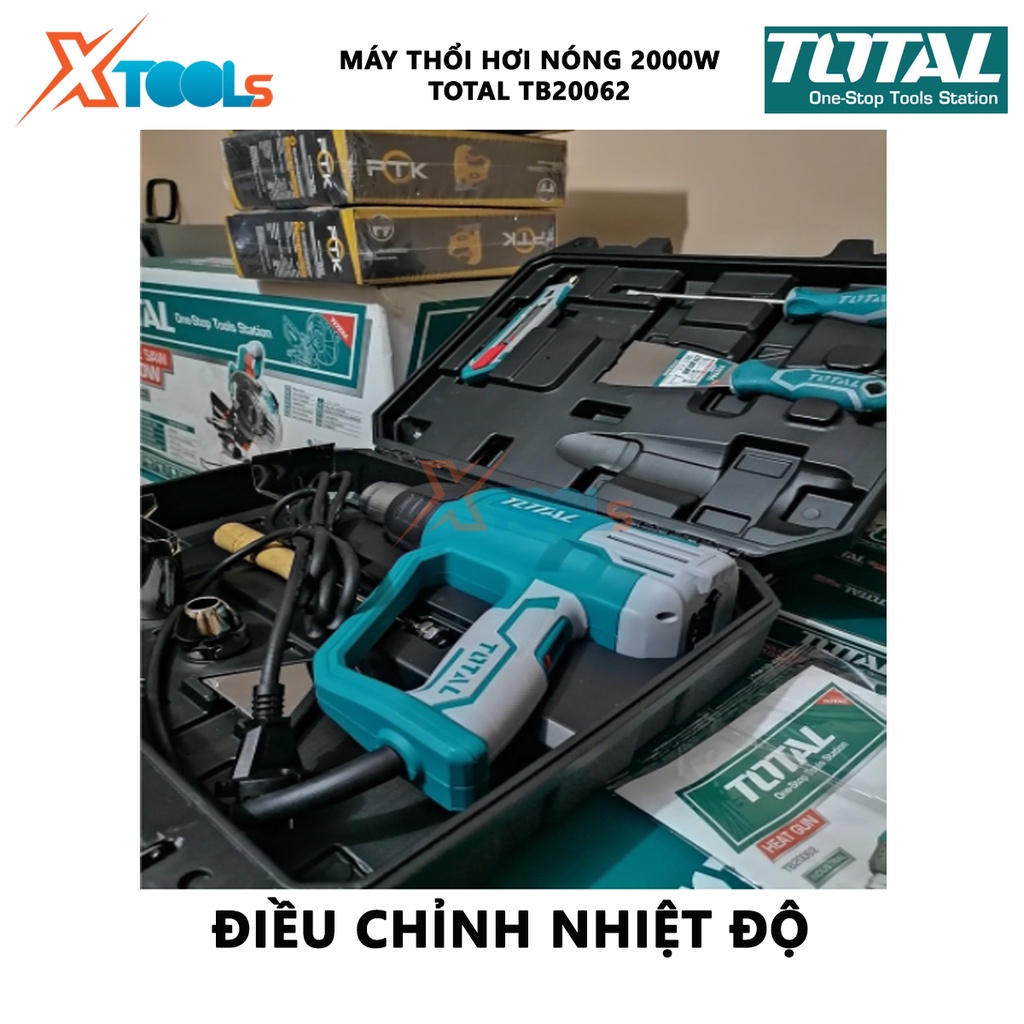 Máy thổi hơi nóng total TB20062 Máy khò nhiệt cấm tay Công suất 2000W Nhiệt độ: 50C / 50-630 ° C / 50-630 ° C [XTOOLs]