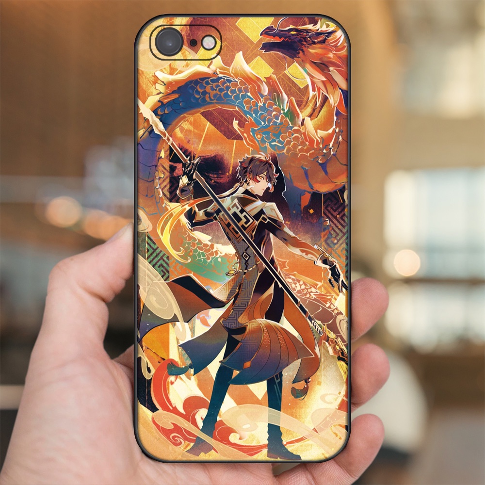 Ốp lưng iPhone 7, 8 dẻo đen cạnh vuông in hình Zhongli Genshin Impact