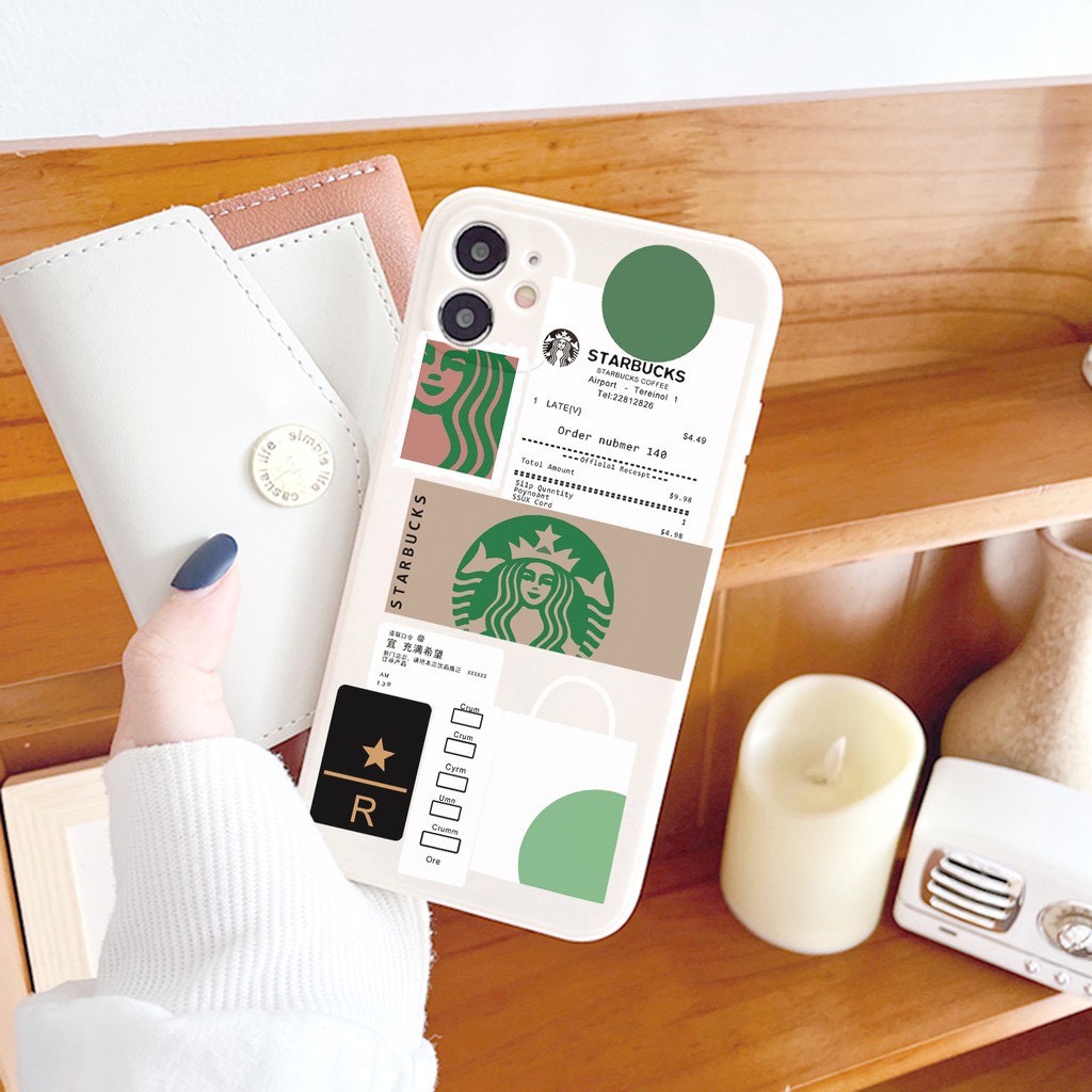 Ốp Lưng Iphone Viền Vuông Starbucks 7plus/8/8plus/x/xs/xs max/11/11pro/11 promax/12 /12pro/12 pro max