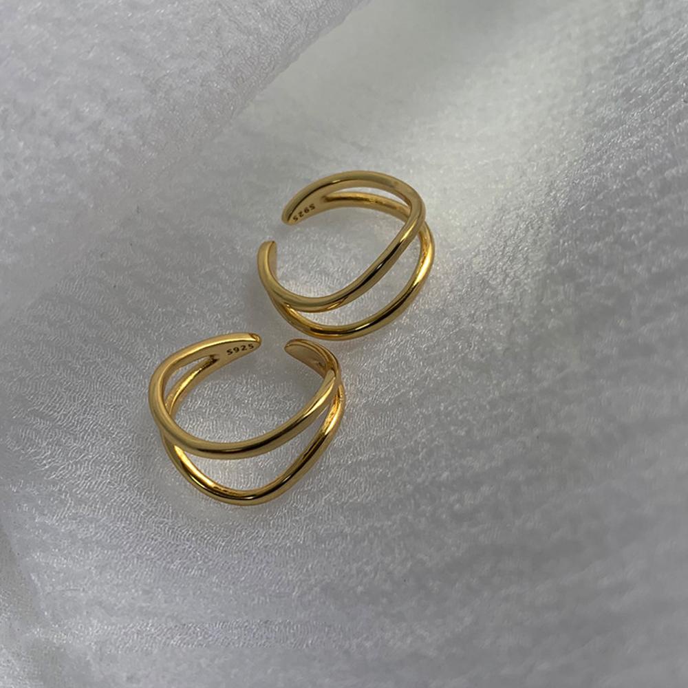 Mxgoods Nhẫn Mở Đường Cong Hình Học Thanh Lịch Cá Tính Có Thể Điều Chỉnh Cho Nữ Dự Tiệc