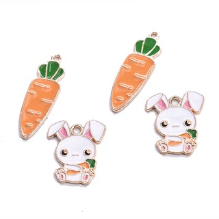 Set 10 Mặt Dây Chuyền Kim Loại Hình Củ Cà Rốt / Thỏ Thời Trang