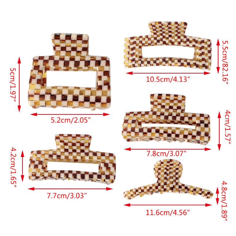 Kẹp Tóc Cà Phê / Tóc Đuôi Ngựa Họa Tiết Hình Học Kẻ Sọc Caro Phong Cách Vintage