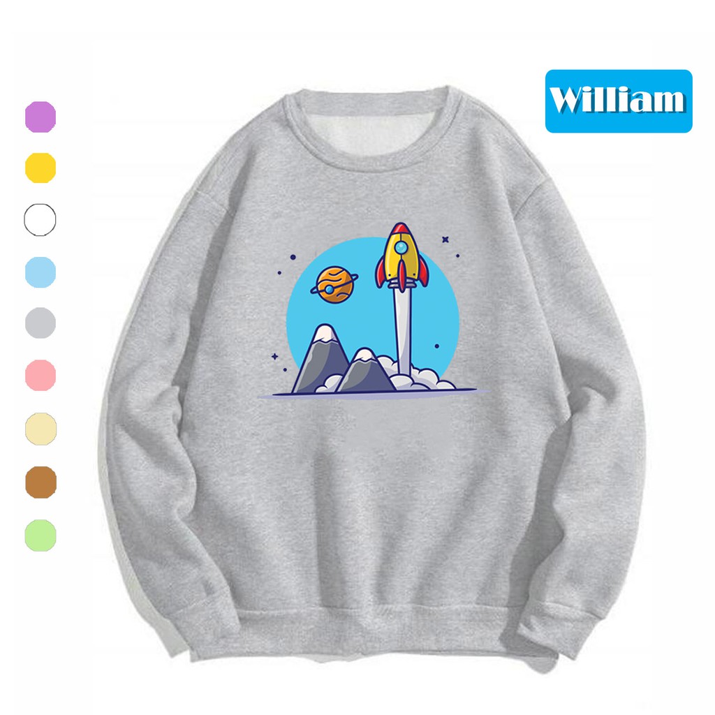 Áo sweater nam nữ in hình Tàu Vũ Trụ cực đẹp, chất nỉ dày dặn, hợp làm áo cặp William - DS161