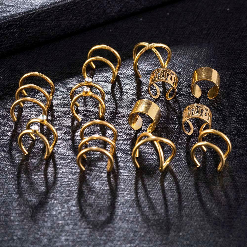 Set 12 Khuyên Kẹp Sụn Tai Không Xỏ Lỗ Màu Sắc Trơn Dành Cho Nam Và Nữ