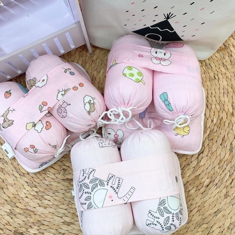 Bộ Chặn và gối bông vải xô cho bé