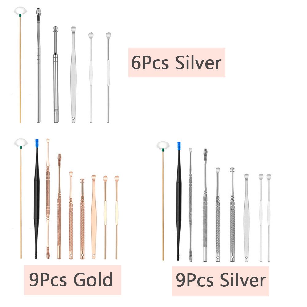 Bộ Dụng Cụ Lấy Ráy Tai Chất Lượng Cao Chuyên Dùng|Dụng Cụ Massage Tai Hai Đầu Bằng Thép Không Gỉ Cao Cấp Tiện Dụng