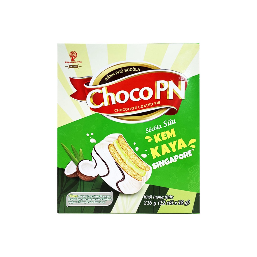 Bánh phủ socola Choco PN Kem Kaya 216G | Bánh ăn vặt Socola | Đồ ăn vặt