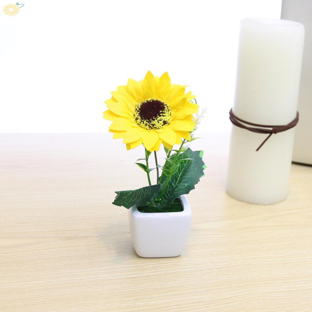 Chậu Hoa Hướng Dương Giả Bằng Gốm Trang Trí 15x6 X 6cm