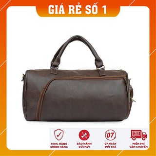 Túi du lịch - Túi trống HANAMA N7- Thêm ngăn đựng giày cao cấp màu Cafe -Túi Da