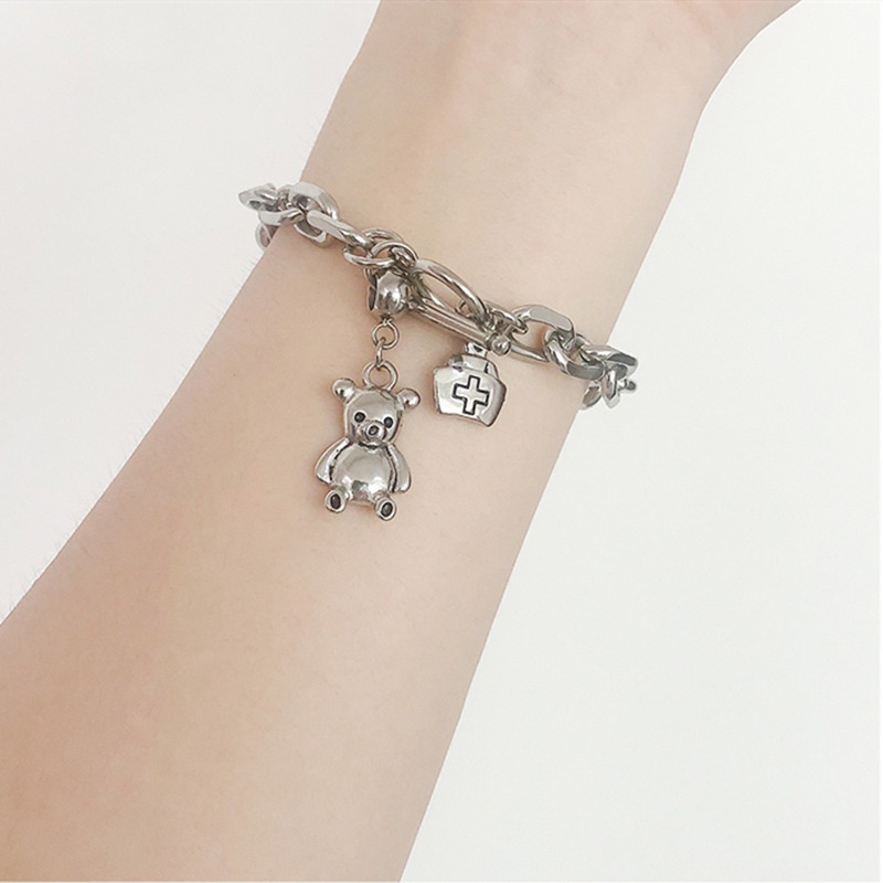 Vòng tay hợp kim mặt hình gấu dễ thương cho nữ