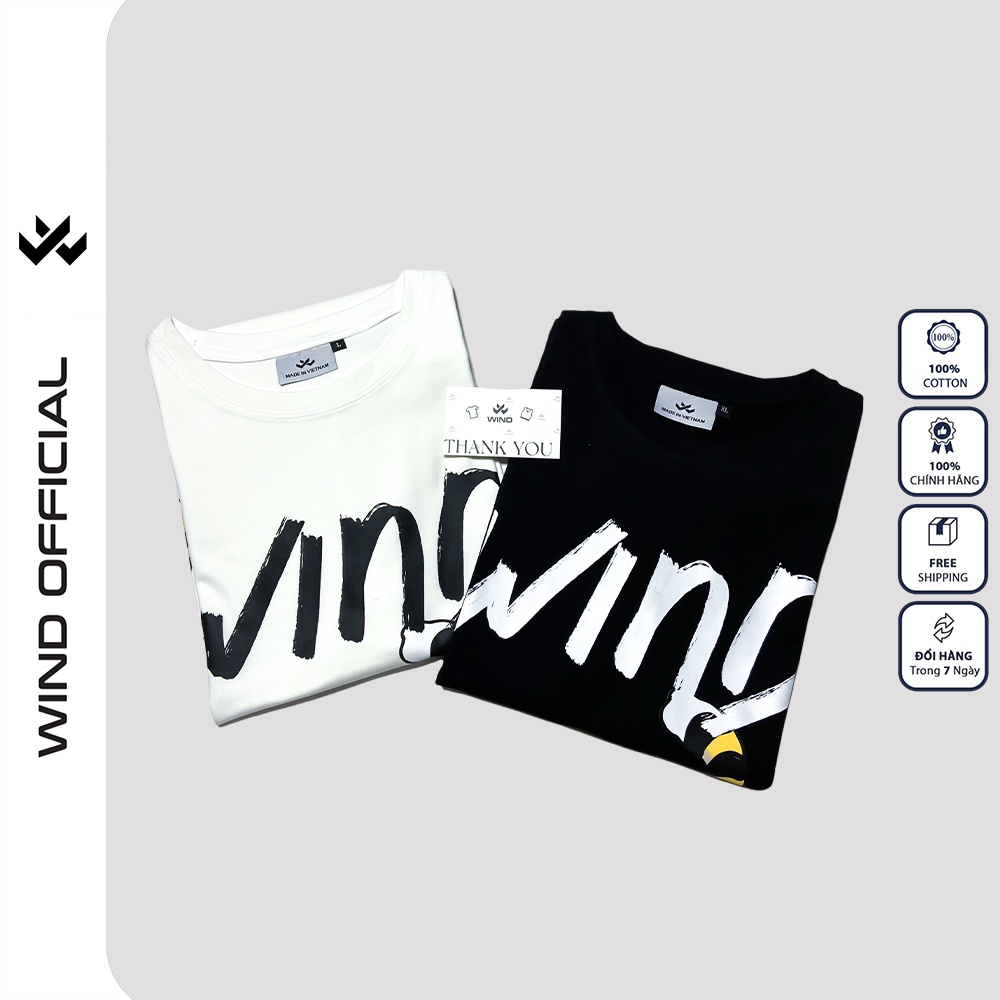 Áo thun tay lỡ unisex WIND 100% cotton phông form rộng Tết Con Hổ nam nữ oversize ulzzang