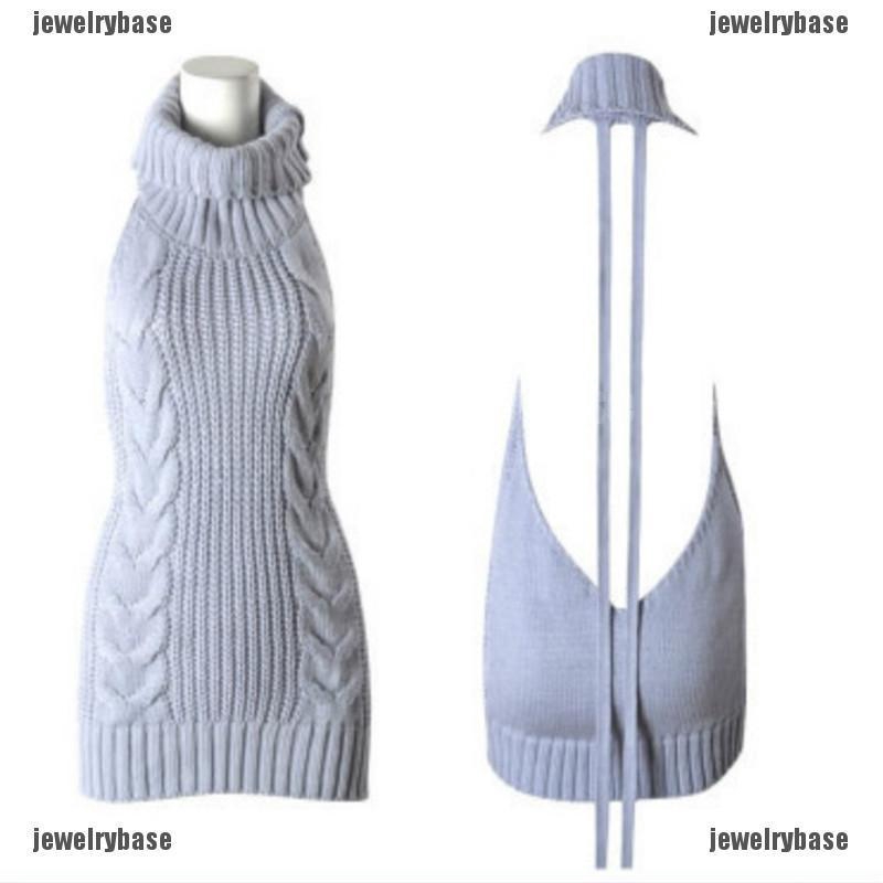 Áo Sweater dệt kim sát nách hở lưng gợi cảm cho nữ | BigBuy360 - bigbuy360.vn