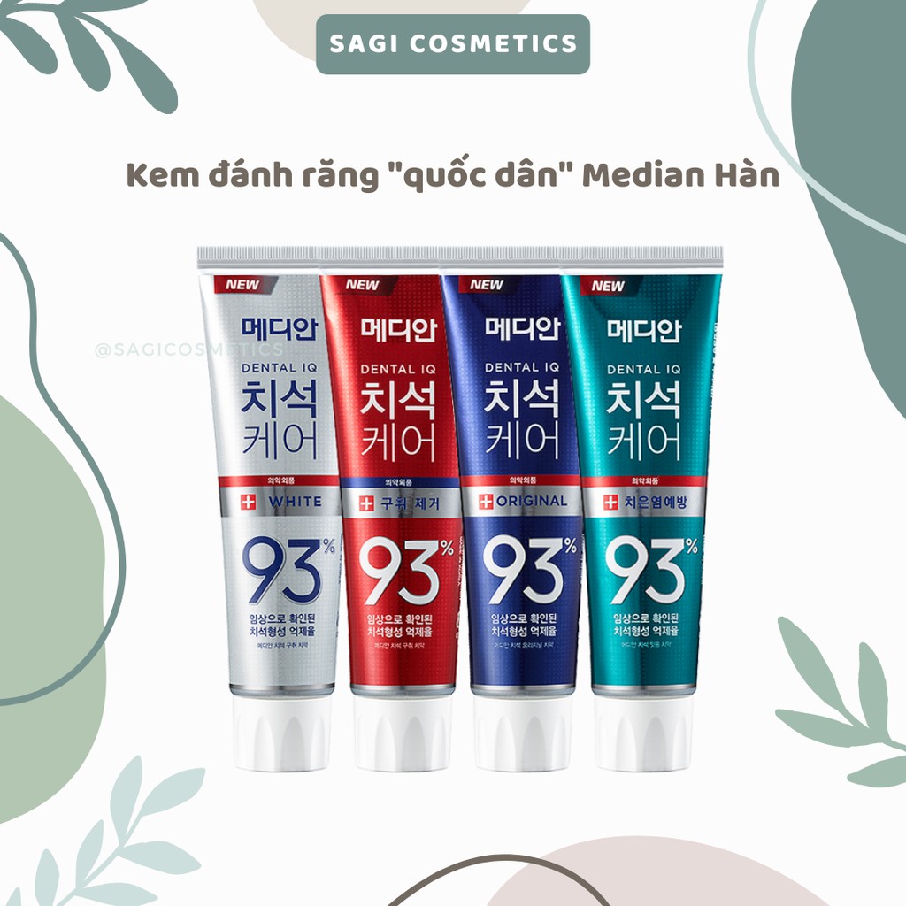 Kem Đánh Răng Giúp Trắng Răng, Giảm Ố, Loại Bỏ Mùi Hôi Median Dental IQ 93% Toothpaste 120g