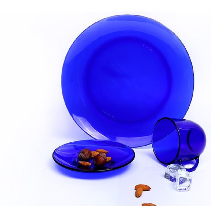 Bộ 2 dĩa D3006F Duralex - Lys Xanh Saphir 23,5cm Thủy tinh cường lực cao cấp Pháp
