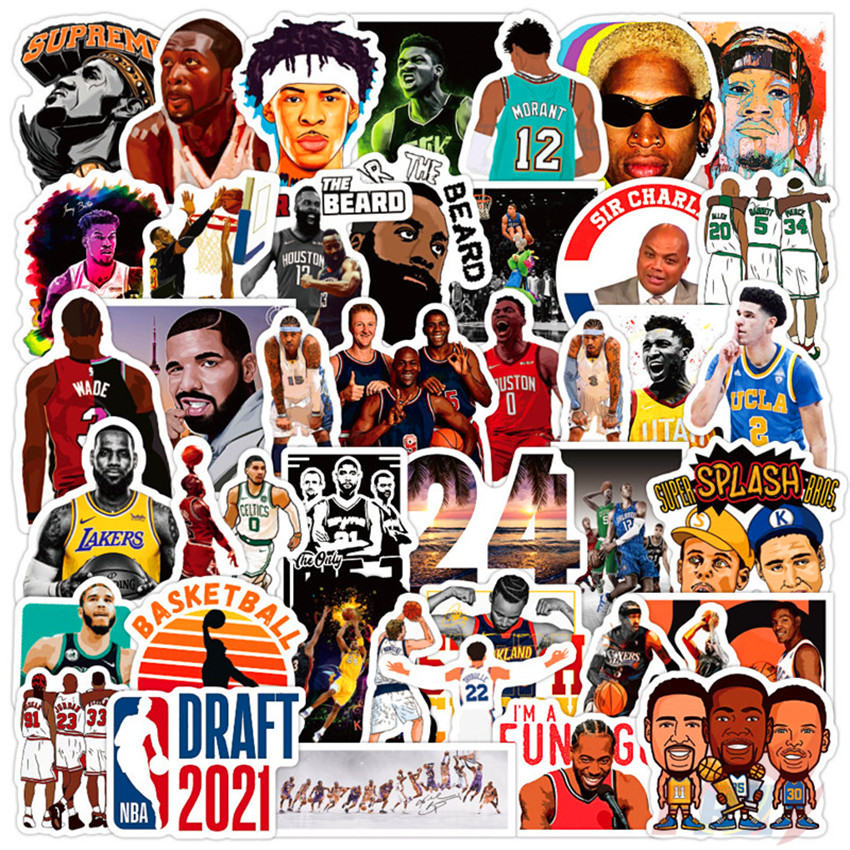 ❉ NBA Superstar Mixed Sports Series 02 Stickers ❉ 50Pcs/Set James Curry Harden Professional Basketball Player Waterproof DIY Fashion Decals Doodle Stickers