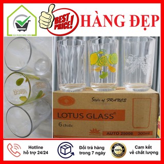 Cốc Thủy Tinh - Bộ 6 Cốc Thủy Tinh Bầu Cao 300ml Việt Tiệp Cao Cấp