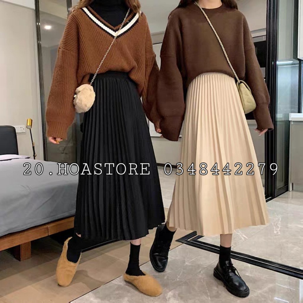 CHÂN VÁY XẾP LY LOẠI ĐẸP MÀU BE ĐEN BASIC
