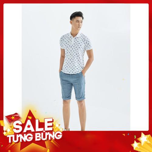 Áo phông cổ bẻ (polo) Biluxury màu trắng họa tiết xanh (APCH044TRT) - Hàng nhập khẩu