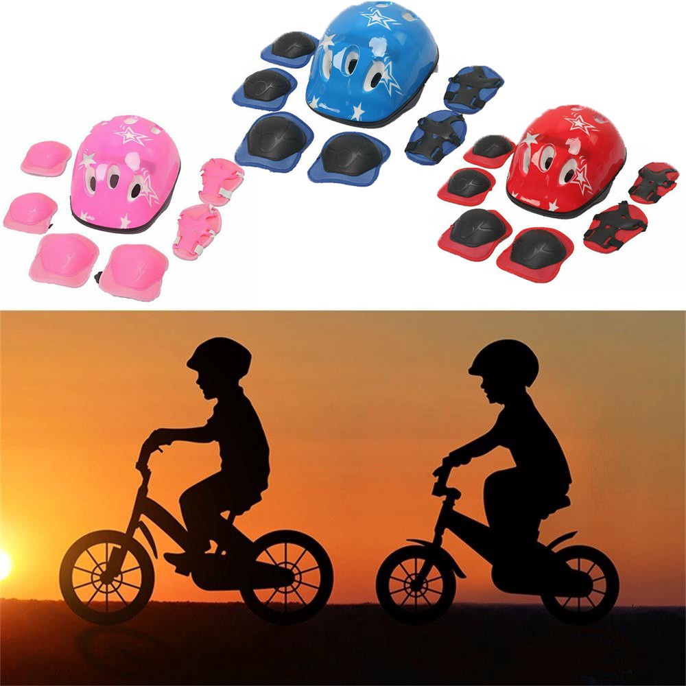 1 bộ 7 cái bọc đệm thiết bị an toàn cho bé khi chơi trượt băng bảo vệ đầu gối khuỷu tay LETTER