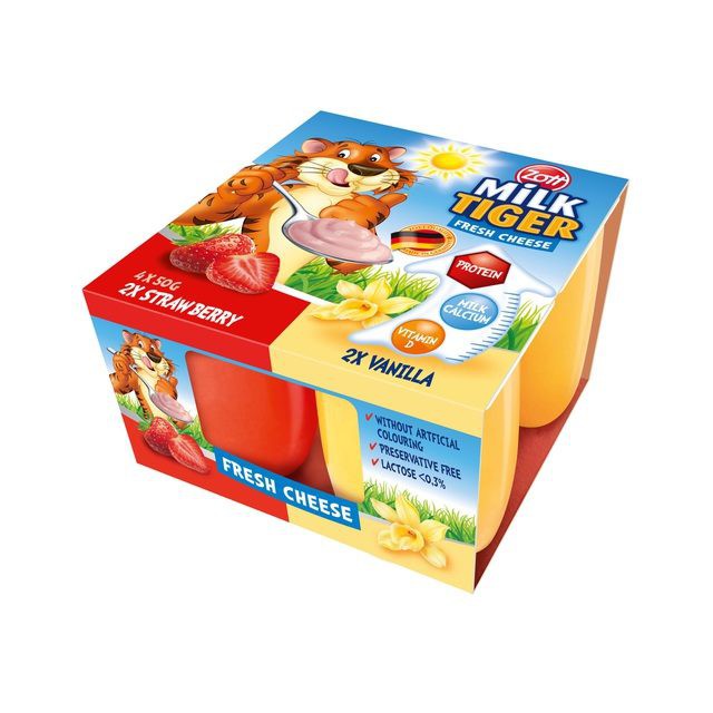 Phô mai tươi Milk Tiger Zott lốc 4 hộp x50g