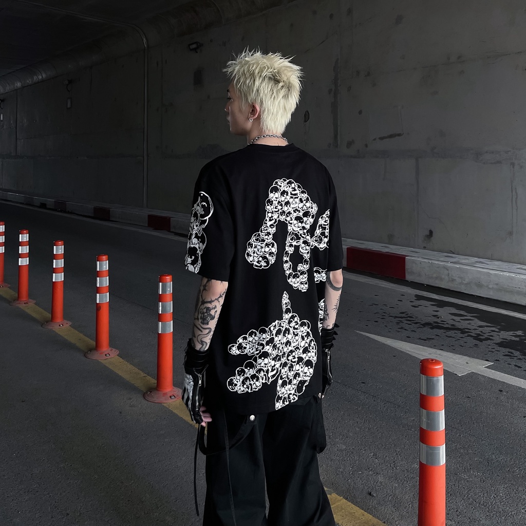 Áo thun tay lỡ local brand Clownz Skeletal Logo phông cổ tròn form rộng cotton unisex nam nữ