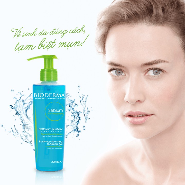Minisize Bioderma- Gel Rửa Mặt Dịu Nhẹ Cho Da Dầu, Mụn BIODERMA Sébium Gel Moussant 45ml