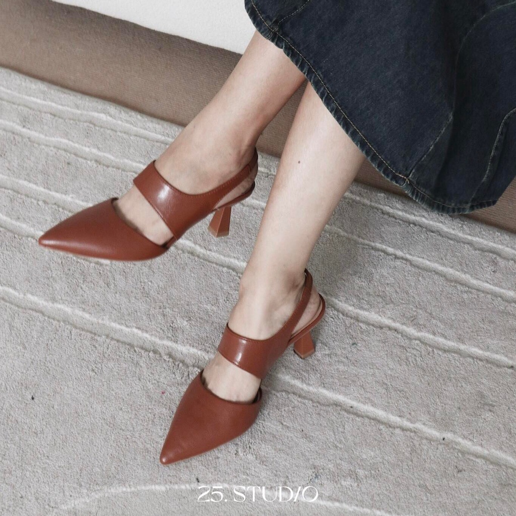 25 STUDIO Giày cao gót bít mũi quai hậu da mềm 6 phân Morgan Shoes