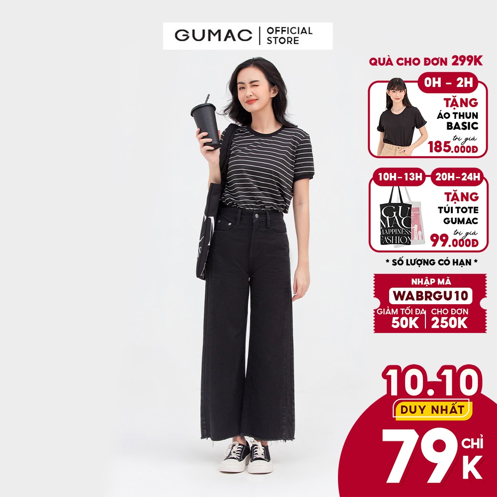 [Mã WABRGU10 giảm 10% đơn 250k] Áo thun sọc ngang GUMAC form dáng basic năng động, nhiều màu cá tính ATB809