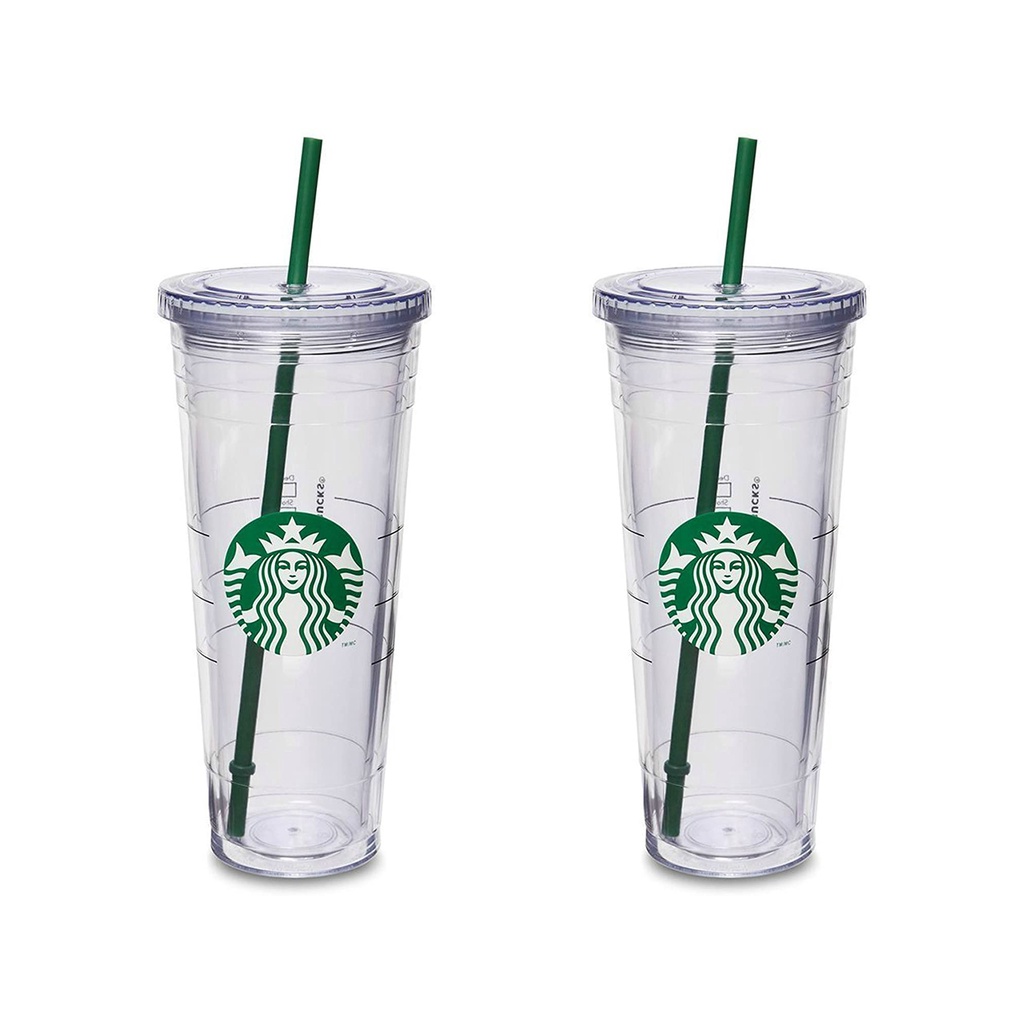 STARBUCKS Ly uống nước trong suốt có nắp đậy dung tích 473ml , 710ml