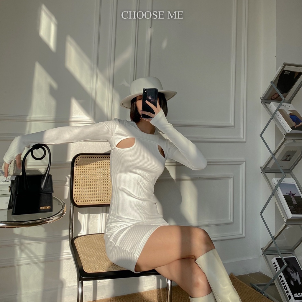 Váy Body Len Khoét Vai Nhiều Màu, Váy Body Dài Tay Dáng Ngắn Quyến Rũ - Choose Me KLP | BigBuy360 - bigbuy360.vn