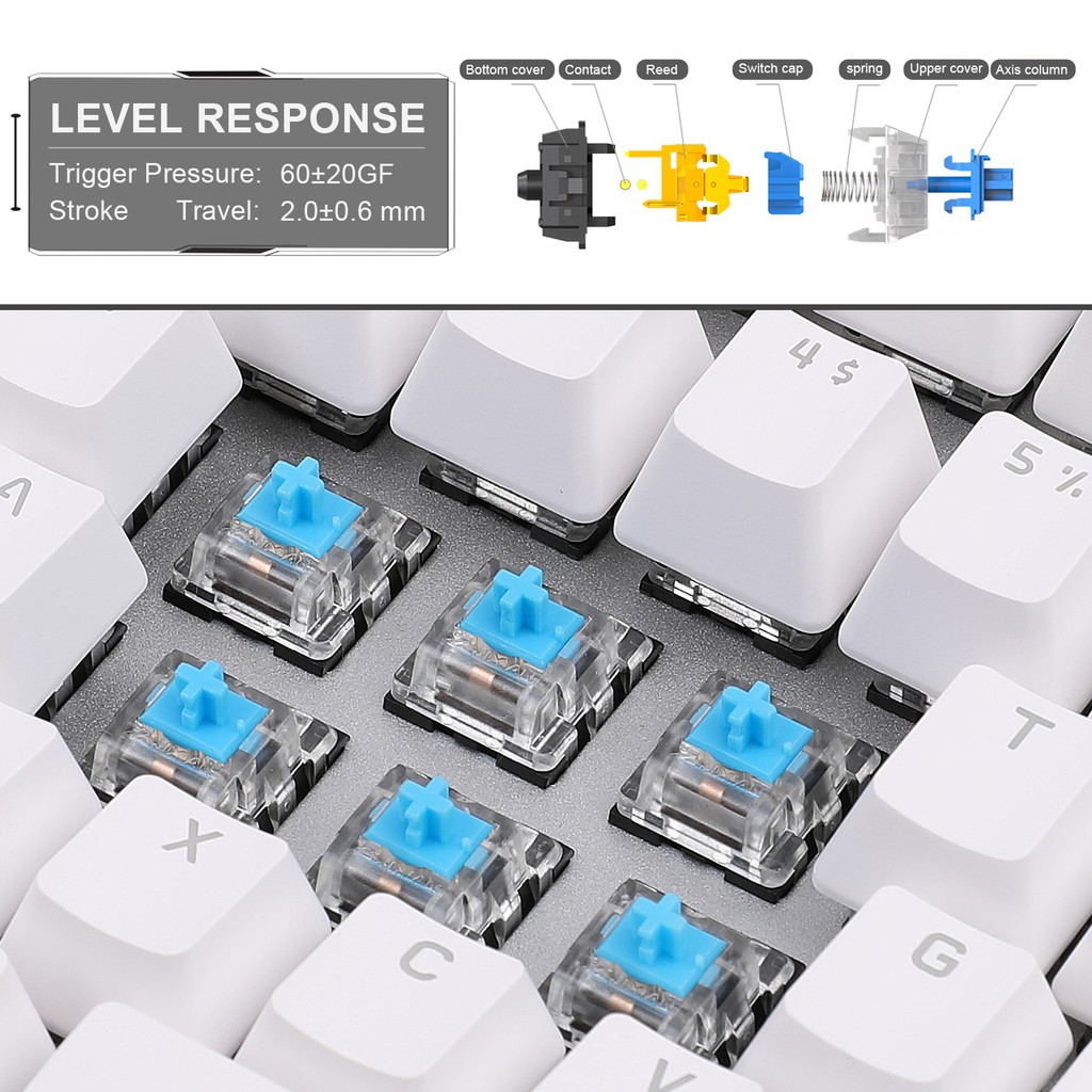 Bàn phím cơ MAGEGEE MK1 TKL 87 phím LED 5 chế độ