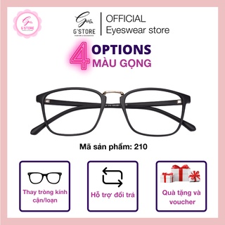 Gọng kính cận nữ GStore đẹp thời trang hàn quốc gọng đen vuông trong suốt nhựa dẻo nhiều màu kèm hộp khăn lau 210